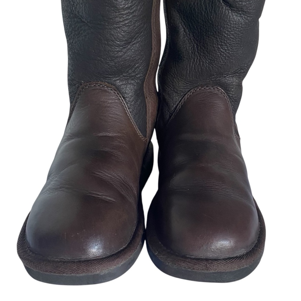 UGG Sheepskin & Leather Brown Tall Winter Boots - Excellent Condition - W5 - Picture 3 of 15